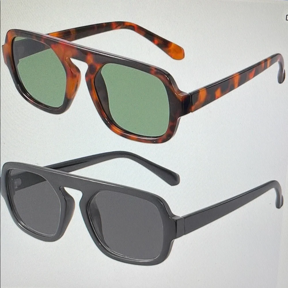 Tortoise & Black Sunglasses Duo – NWT, Slim‑Fit Frames